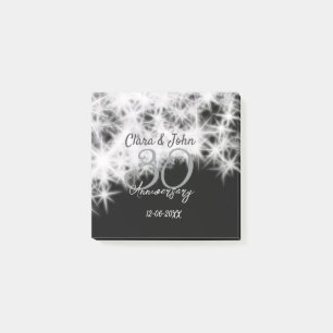 Silver grey black 30th wedding anniversary glitter post-it notes