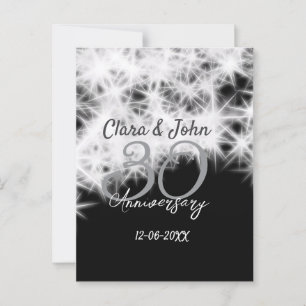 Silver grey black 30th wedding anniversary glitter postcard