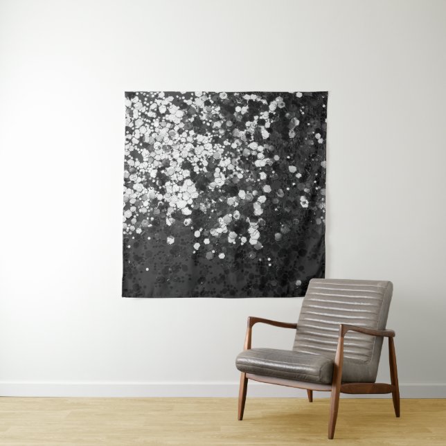 Silver Grey Black Glitter Glam #1 Tapestry (In Situ)