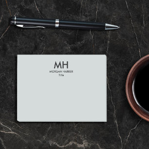 Silver Grey Black Minimal Clean Initials Post-it Notes