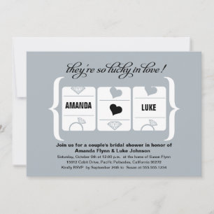 Silver Grey Black Slot Machine Bridal Shower Invitation
