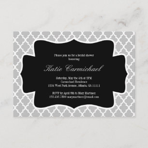 Silver Grey, Black & White Moroccan Invitation