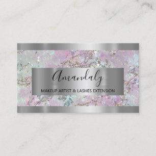 Silver Grey Blue Marble  Frame Event Planner Business Card