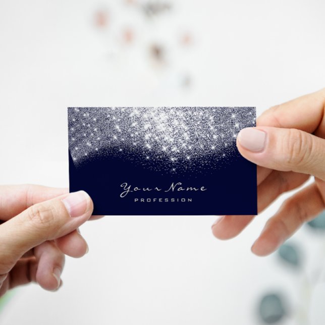Silver Grey Blue Navy Glitter Makeup Artist Lashes Business Card (Creator Uploaded)