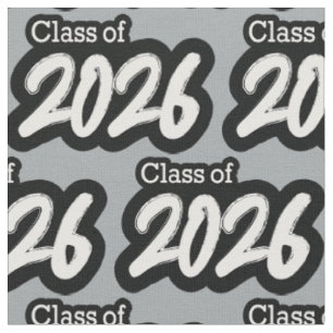 Silver Grey Bold Brush Class of 2026 Fabric