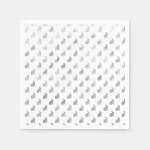 Silver Grey Bunny Background Faux Foil Grey Napkin