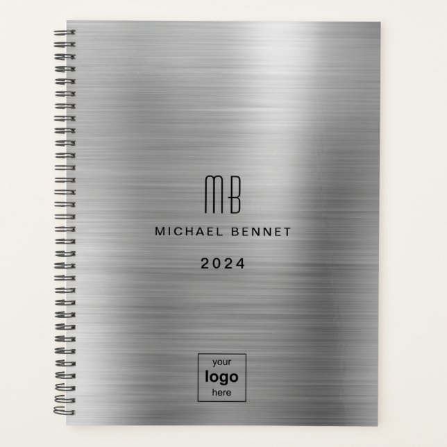 Silver Grey Business Logo 2024  Planner (Front)