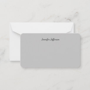 Silver Grey Calligraphy Name Plain Professional Card