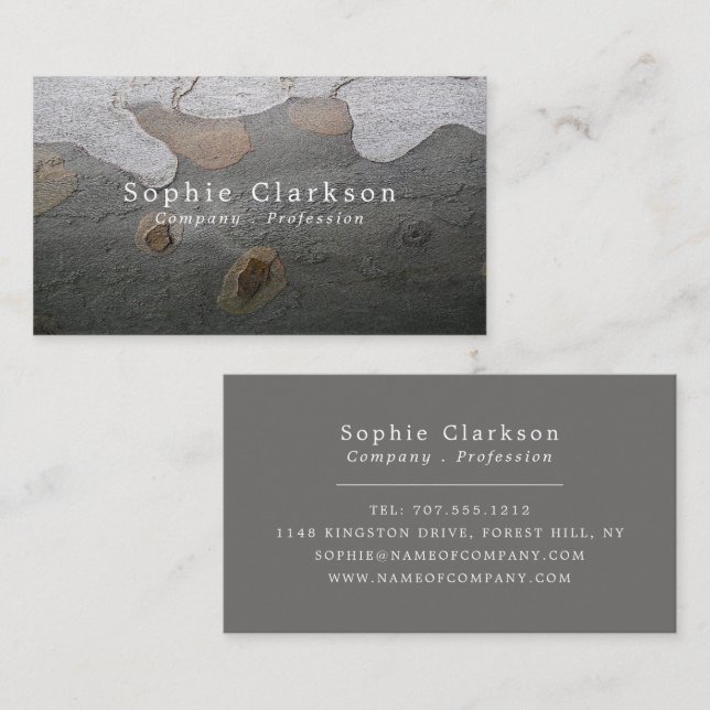 Silver Grey Chapped Wood Effect, Rustic Business Card (Front/Back)