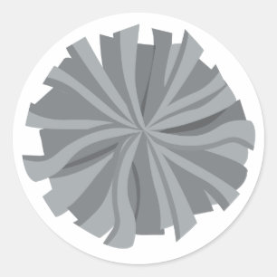 Silver Grey Cheerleader Pom Pom Classic Round Sticker