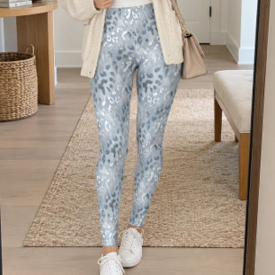 Silver Grey Cheetah Print Leggings