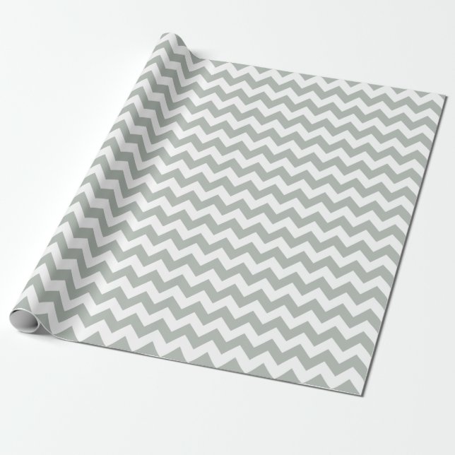 Silver Grey Chevron Zigzag Wrapping Paper (Unrolled)