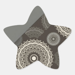 Silver Grey Circles Abstract Star Sticker