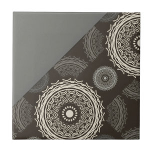 Silver Grey Circles Abstract Tile