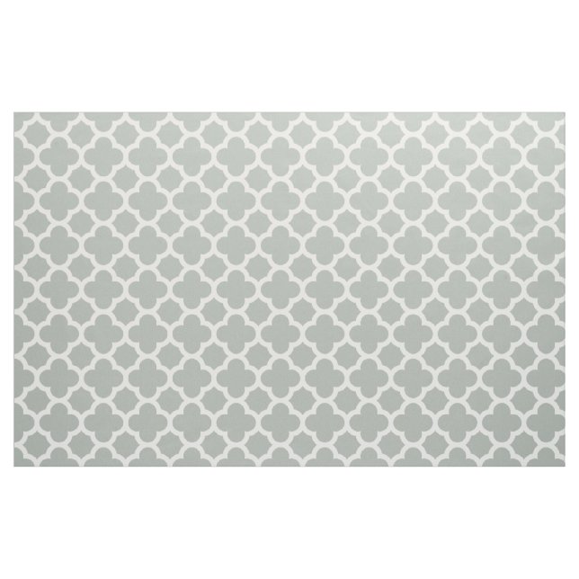 Silver Grey Classic Quatrefoil Pattern Fabric (Yard)