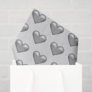 Silver Grey Colour Hearts Pattern Tissue Paper