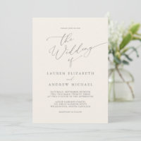 Silver Grey & Cream Minimalist Wedding Invitation