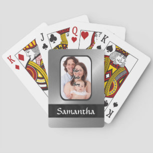 Silver grey custom photo playing cards