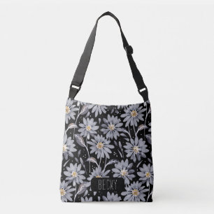 Silver Grey Daisies Personalised Tote Bag
