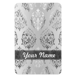 Silver grey damask magnet