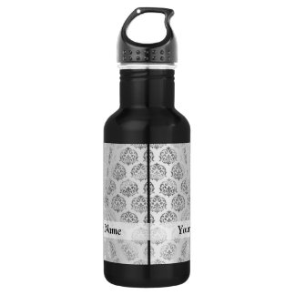 Silver grey damask pattern 532 ml water bottle