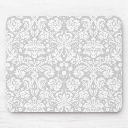 Image of Silver grey damask pattern Mouse Mat