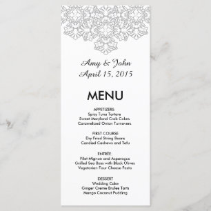 Silver grey damask wedding menu dmask3