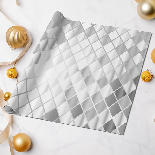 Silver Grey Diamond Pattern All Occasion Wrapping Paper (Creator Uploaded)