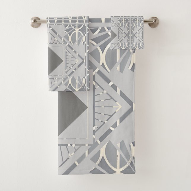 Silver Grey Diamond Towel Set (Insitu)
