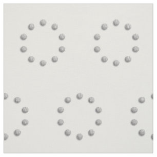 Silver Grey Dotted Rings Pattern White Fabric