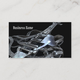 Silver Grey Electric Guitar Business Card