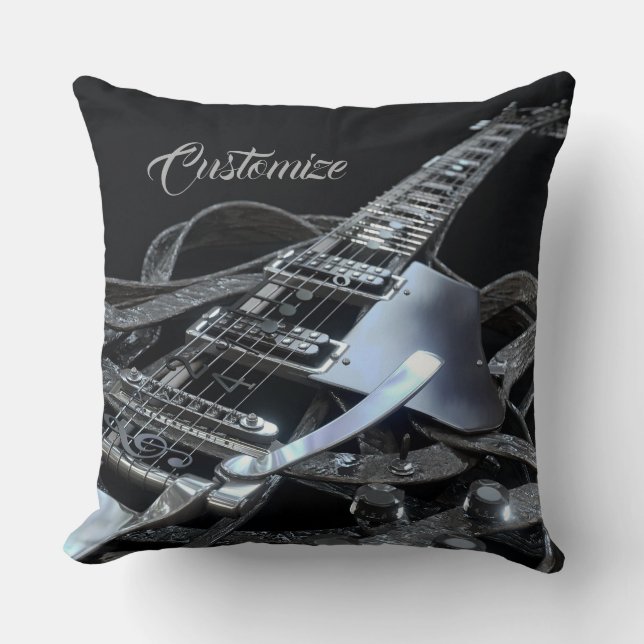 Silver Grey Electric Guitar Cushion (Front)