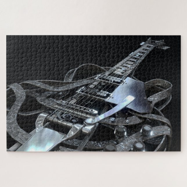 Silver Grey Electric Guitar Jigsaw Puzzle (Horizontal)