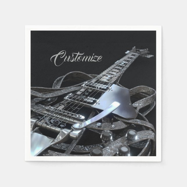 Silver Grey Electric Guitar Paper Napkins (Front)