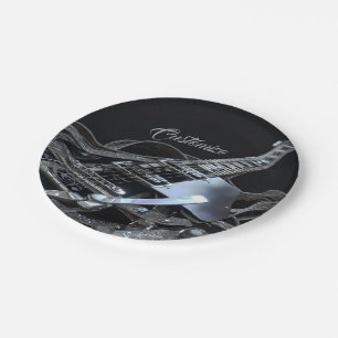 Silver Grey Electric Guitar Paper Plates