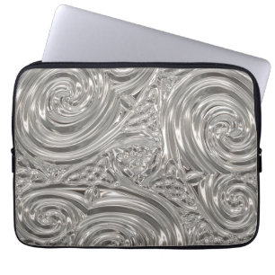 Silver grey elegant art nouveau abstract laptop sleeve