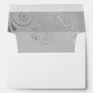 Silver Grey Elegant Floral Filigree Ornate Wedding Envelope