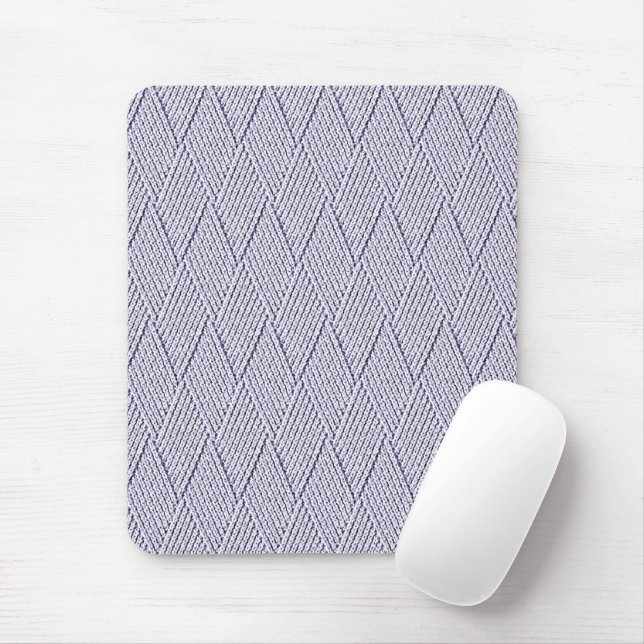 Silver Grey Faux Diamond Knit Pattern Mouse Mat (With Mouse)