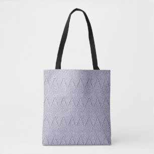 Silver Grey Faux Diamond Knit Pattern Tote Bag