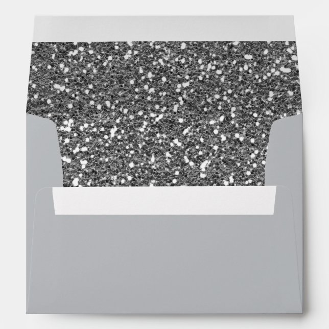 Silver Grey Faux Sparkles Background Texture Print Envelope (Back (Bottom))