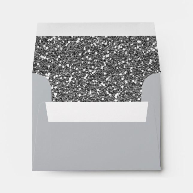 Silver Grey Faux Sparkles Background Texture Print Envelopes (Back (Bottom))