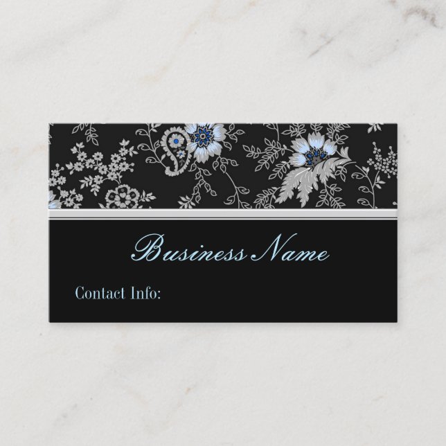 Silver Grey Floral Business Card (Front)