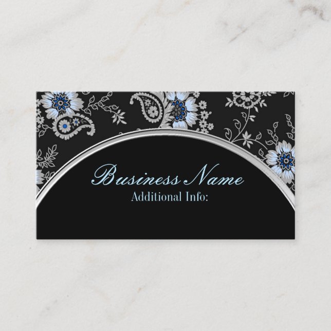 Silver Grey Floral Business Card 4 (Front)