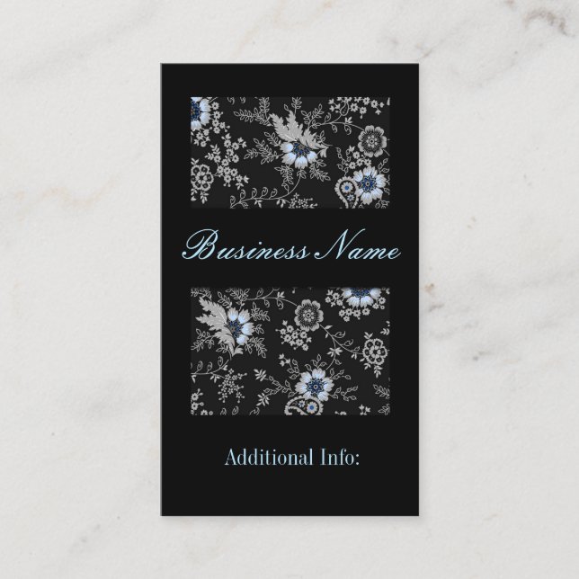 Silver Grey Floral Business Card 5 (Front)