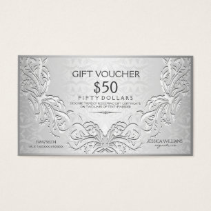 Silver Grey Floral Frame Gift Voucher