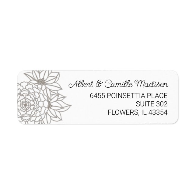 Silver Grey Flower Return Address Label (Front)