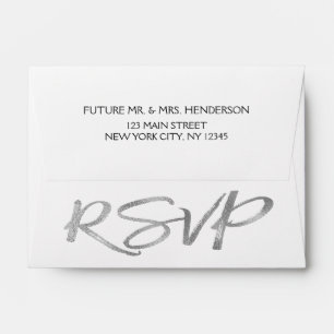 Silver Grey Foil and White RSVP Envelope