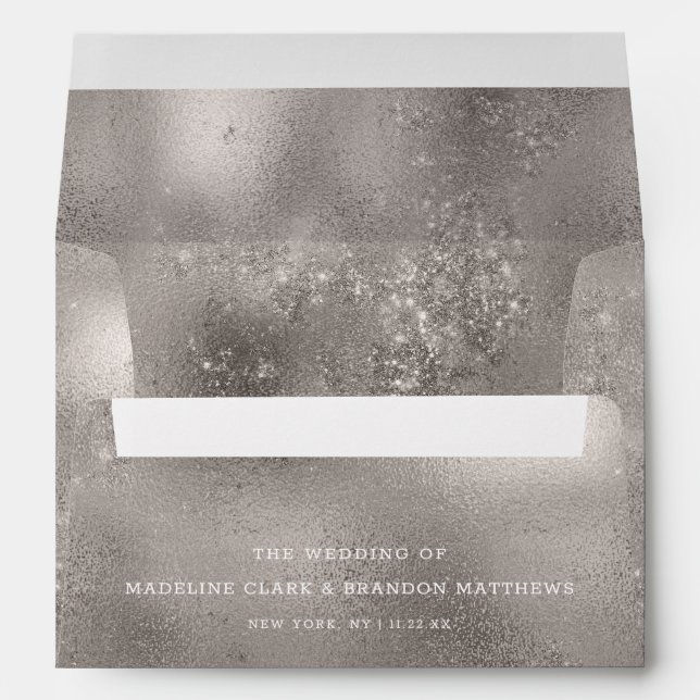 Silver Grey Foil Background Wedding Envelope (Back (Bottom))