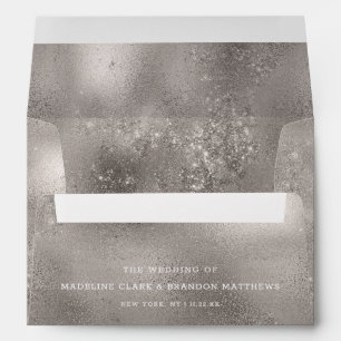 Silver Grey Foil Background Wedding Envelope