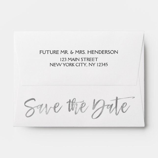 Silver Grey Foil Save the Date Envelopes (Back (Top Flap))